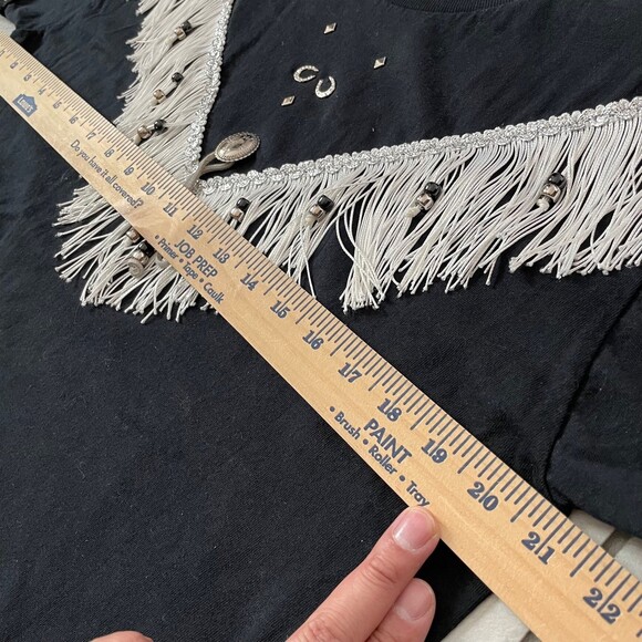 Vintage 80s 90s Hazelwood Southwestern Fashion Fringe Womens T-Shirt Size L - Picture 7 of 9